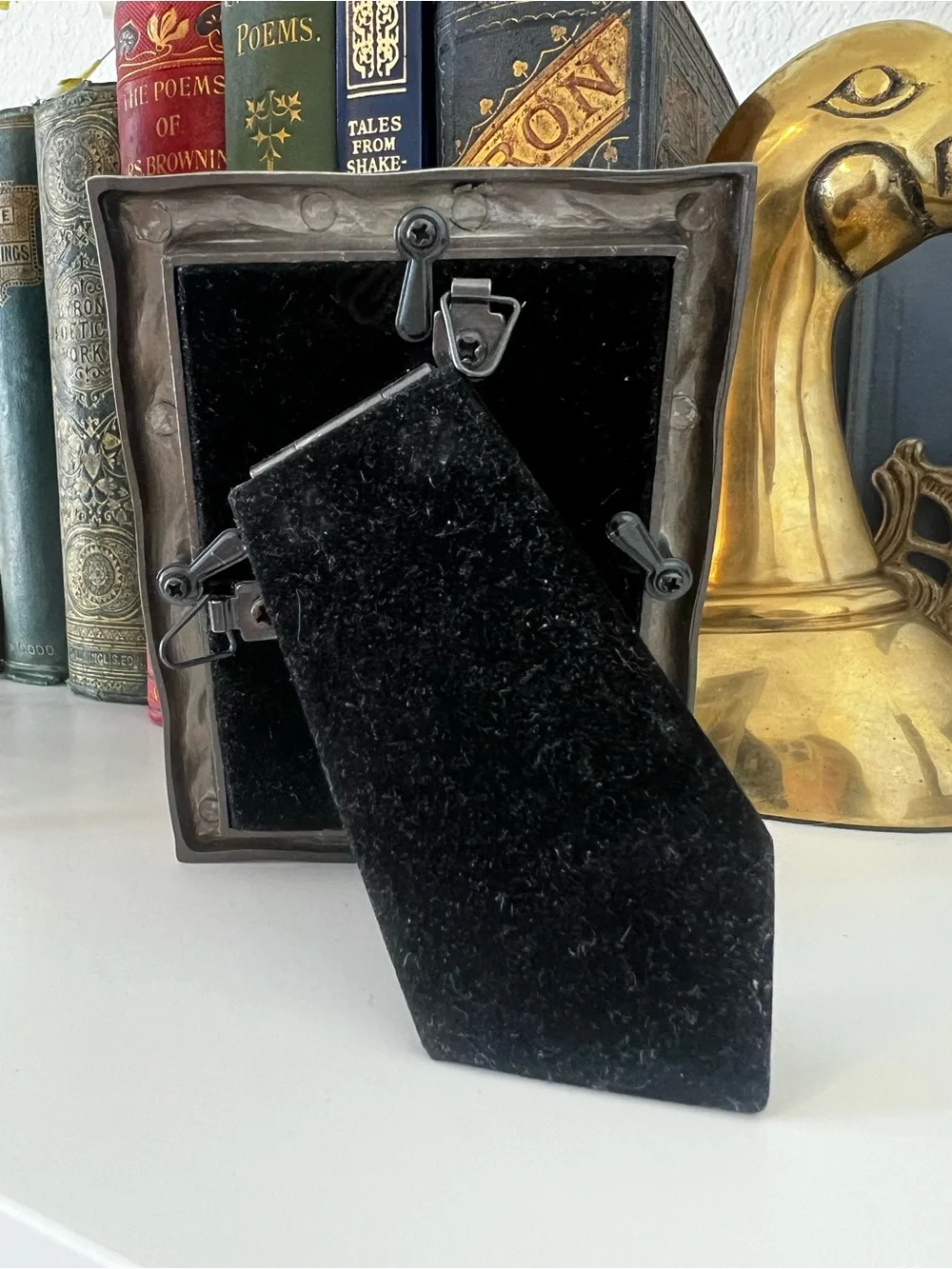 Vintage Pewter Tone Picture Frame with Botanical Image